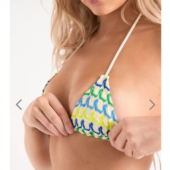 NWT OneOne Swimwear Bikini Set Eleuthera Crochet Rare Blue Green New Ariel New - Picture 11 of 15